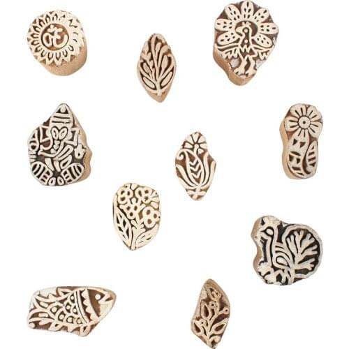 Handmade Mix Floral Wooden Printing Blocks for Craft
