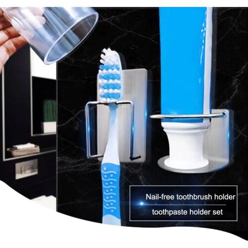 Toothbrush Holder Storage Rack Stainless Steel Wall Hanging Adjustable For Bathroom-30