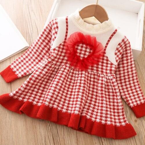 Children Dress 2021 Autumn Winter Tops Infant Baby Warm Cloths Dress for Girl Clothing Thick Christmas Dresses Kids Fleece Dress