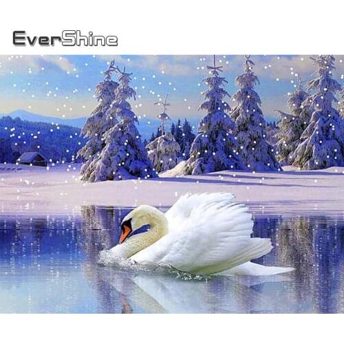 Evershine Diamond Mosaic Swan Picture Of Rhinestone 5D DIY Diamond Embroidery Animal Cross Stitch Kits Mosaic Art Handmade Gift