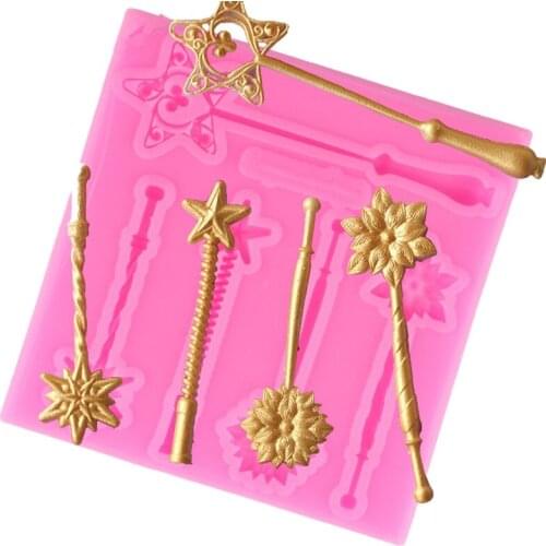 Fairy Magic Wand Cake Silicone Molds Baby Birthday Fondant Cake Decorating Tools Candy Clay Mold Chocolate Gumpaste Moulds A039