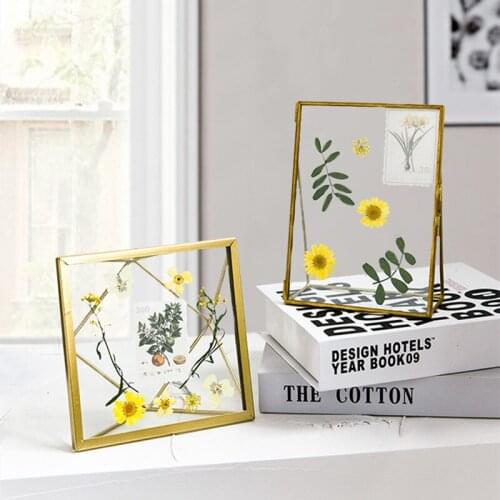 Photo frame Metallic Geometric elements Desktop ornaments Home Decoration Literary simplicity Four six seven inches Rectangle