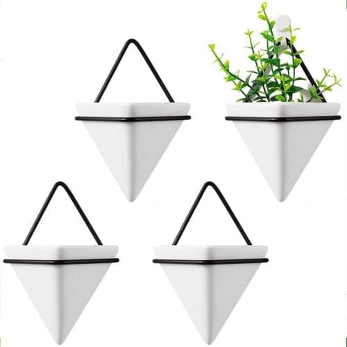 Triple-Cornered Wall Planter, Set of 4 Hanging Planter Vase Geometric Planter Wall Decor Air Plant Container for Home and Office