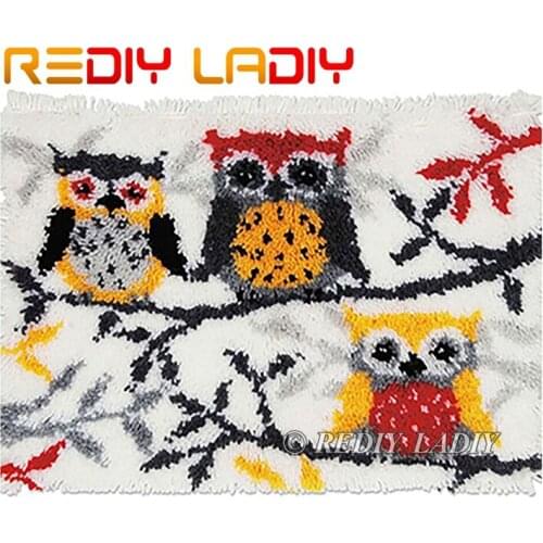 Latch Hook Rug Owl Family Crocheting Carpet Rug 100% Acrylic Yarn Sofa Cushion Mat DIY Carpet Rug Home Decor Hobby & Crafts