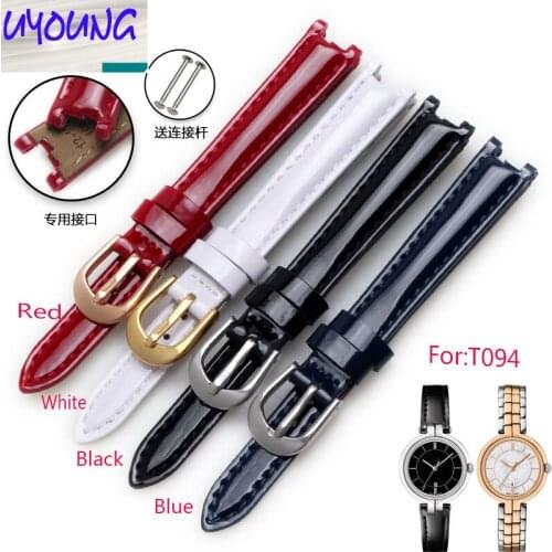 Red Black Blue White Leather Watchband fit T094.210 series leather watch band 12*10mm watch flamenco