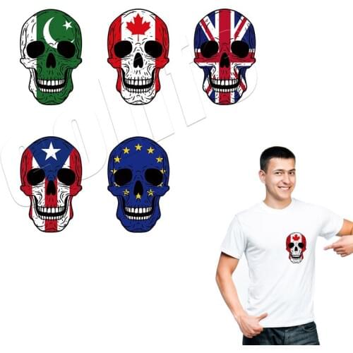 Creative Skull Patches On T-Shirts Custom Accessory Iron On Decals Heat Transfer Parches Hot Sale Stickers