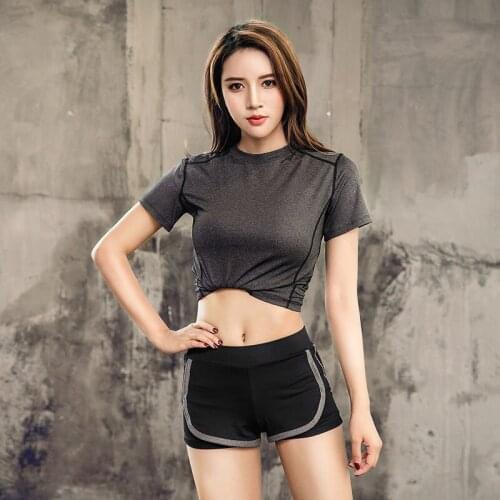 Yoga Crop Top Yoga Shorts Running Clothes Womens Sports Shorts Yoga Spring Summer Top Deportivo Mujer Camisetas