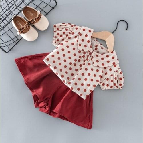 Summer girl baby clothes kids outfit sets cute polka dot shirt skirt pants suit for girls baby clothing 1 2 3 5 6 birthday sets