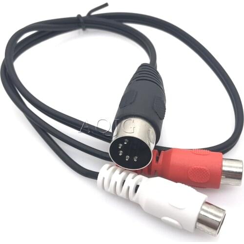 MIDI DIN 5Pins Male to 2 RCA Phono Female Socket Jack MF Audio Cable 0.5M 1.5M Car Accessories