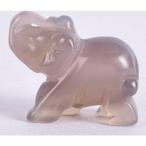 Natural Agate Elephant Figurines gray Onyx Mini Animals craft mineral stone Statue craft for Decor Healing crystal gift