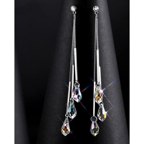 Fashion Crystal Drop Wedding Earrings Korean Style Women Long Tassel Earrings Luxury Jewelry For Women 2021 Best Gift