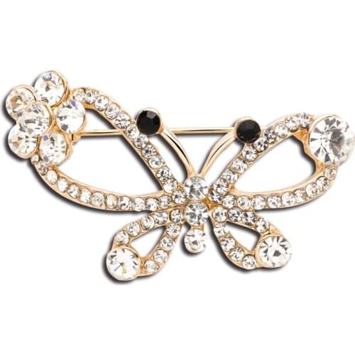 MZC New Rhinestone Butterfly Brooches and Crystal Enamel Pins for Women Wedding Party Jewelry Accessories Animal Broshes X1347