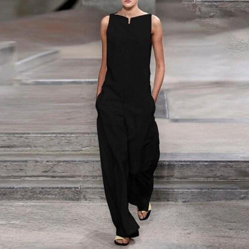 Casual Sleeveless Strapless Full Length Jumpsuits Summer Loose Casual Women Jumpsuit Solid Color Fashion Rompers Jumpsuits