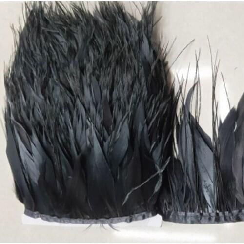 Wholesale 1Yards Black Natural Turkey and Ostrich Feather Ribbon 10-15cm/4-6 inch For weddings Dress/Craft Supplies Decoration