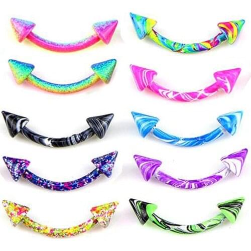 5Pcs New Contracted Stainless Steel Round Bar Eyebrow Nail Color Eyebrow Nail Body Piercing Jewelry