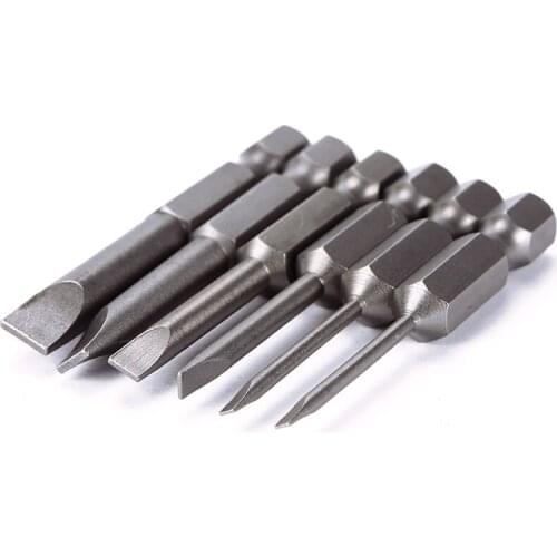 Practical 6pcs/Set 50mm 2.0-6.0mm Magnetic Flat Head Slotted Tip Screwdrivers Bits Hand Tools Screwdriver Drill BiT #95255