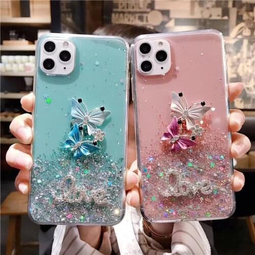 Luxury Fashion Cute Bling Diamond Butterfly Love Glitter Star Crystal Case Cover For Iphone 11 Pro XS Max XR X 8 7 6 6S Plus SE