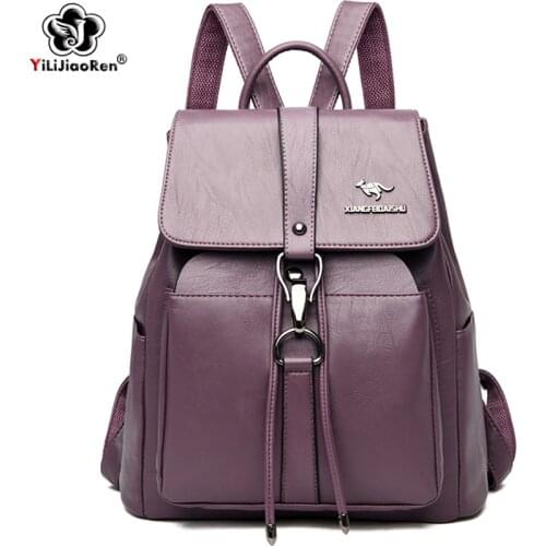 Anti Theft Backpack Women Famous Brand Leather Backpack Female Shoulder Bag Large Capacity Backpacks For School Teenagers Girls
