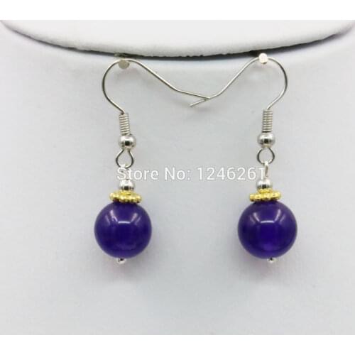 Purple Chalcedony Crystal Earrings Sets Drop Earrrings Lucky Stone Beads Fashion Jewelry Gifts Accessories Valentines Day gifts