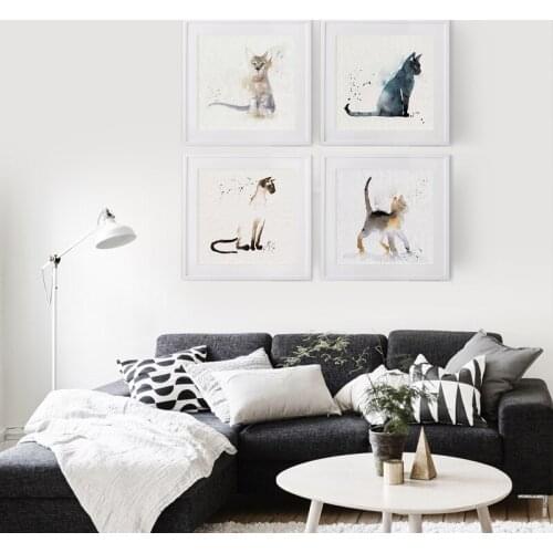 Siamese Cat Abstract Modern Decorative 50X50CM Painting Watercolor Paintings Home Furnishing