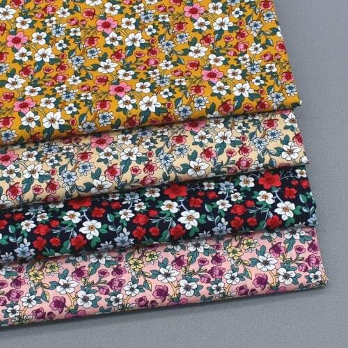 145x50cm Pastoral Floral Plain Cotton Sewing Poplin Fabric DIY Childrens Wear Cloth Make Bedding Quilt Decoration Home 170g/m