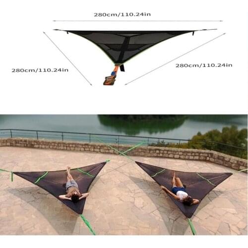 Triangle Hammock 3 Points Large Multi Person Hammock Triangle Aerial Mat Outdoor Portable Camping Bed Tree House Air Sky Tent