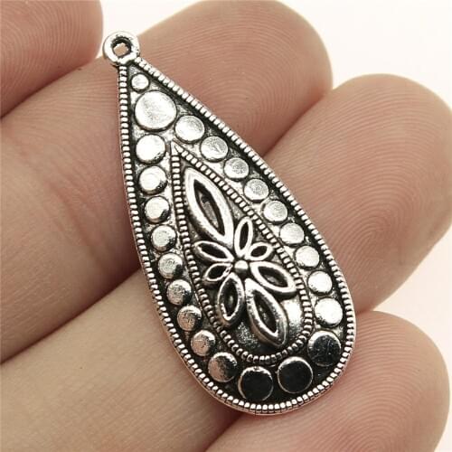 WYSIWYG 4pcs 35x15mm Jewelry Finding Carved Waterdrop Teardrop Shaped Charms For Earring Making