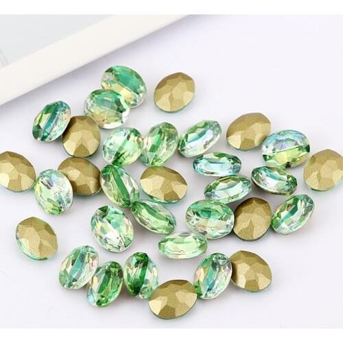 Green Color Round Rivoli Glass Rhinestones High Quality Pointback Glass Crystal Glue On Nails Fancy Stone