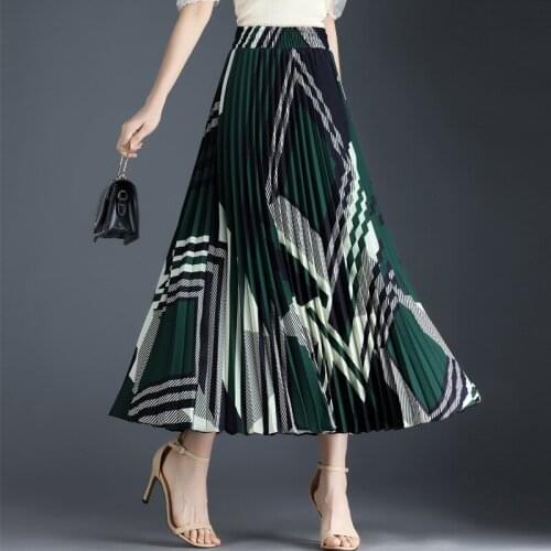 Women Pleated Tutu Tennis Beach Kawaii Skirt Jupe Punk Dark Green Geometric Chiffon Floral Skirts High Waist Bandage Sexy Summer