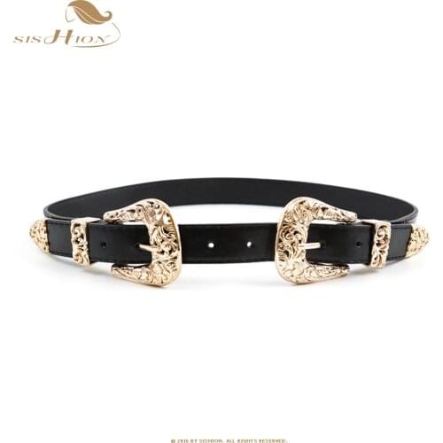 SISHION Black Belts for Women SP0164 2021 Fashion Vintage Retro punk thin leather belt