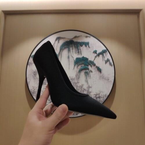 2021 Newest Spring Shoes Woman Mature Stretch Fabric Shallow Woman Pumps Pointed-Toes Super High Heels Woman Pumps Bota Feminina