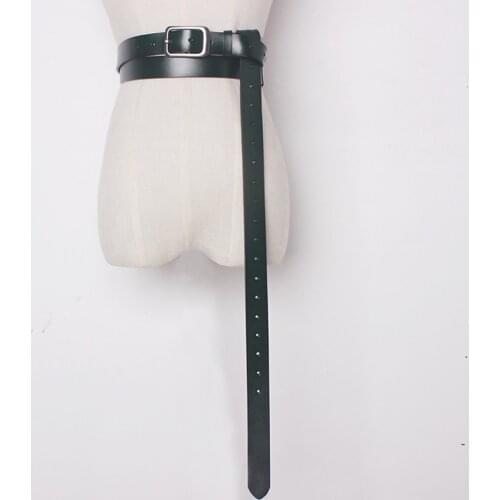 2020 Vintage Genuine Cow metal pin Buckle long Belts for Women Bow tied Clothes Accessories wide 2.6cm