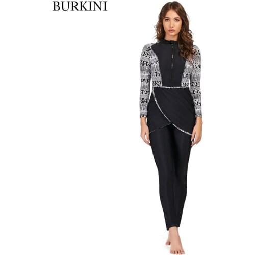 Women Islamic Swimming Suit Bathing Suit Long Sleeve Modest Swimsuit Burkinis Skirt Borkini Mujer Islamico Muslim Swimwear