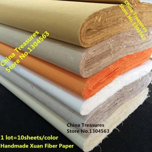 10sheet/lot,4 Feet Chinese Rice Paper Calligraphy Chinese Painting Paper Handmade Fiber Xuan Paper Yunlong Pi Zhi Mulberry Paper
