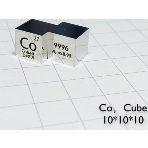 10 X 10 X 10mm 6-Sided POLISHED Finishing Double-Sided Engraved Metal Cobalt Cube Periodic Table Of Elements Cube (C0≥99.96%)