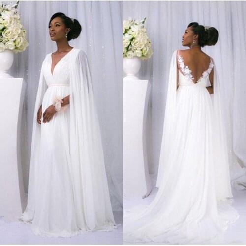 2021 Plus Size African Wedding Dresses Chiffon Bridal Gowns robe de Wedding Gown 2020