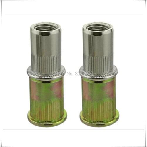 3/8-16 Color Zinc Plated Steel Knurled Body Flat Head Rivet Nut 200pcs/lot
