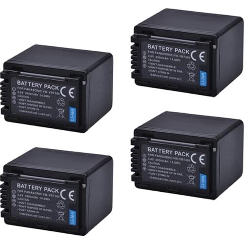 4pc VW-VBT380 VW VBT380 3900mAH Li-ion Camera Battery for Panasonic HC-V180GK HC-V380GK HC-W580GK HC-W580MGK HC-V110 HC V130 160