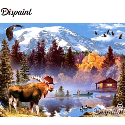 Dispaint Full Square/Round Drill 5D DIY Diamond Painting "Animal deer scenery" Embroidery Cross Stitch 5D Home Decor A10877