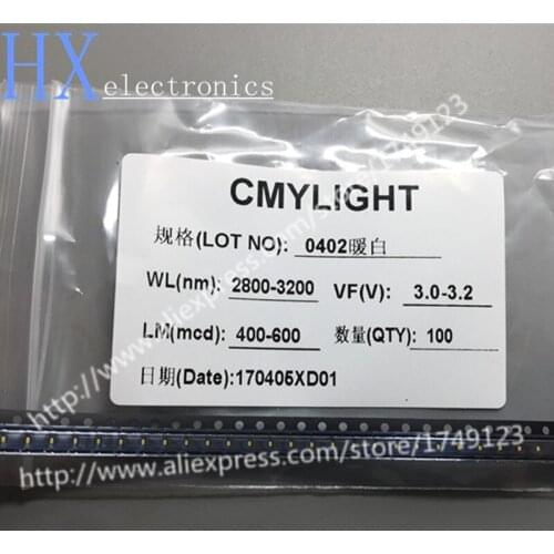 Free shipping 1000PCS 0402 Warm White SMD 1005 Chip Surface Mount SMT Lamp