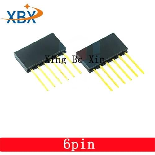 Free Shipping50PCS 1X6P 8P 10Pin Female Header Connector PC104 Long Female Header Connector 2.54 Spacing 1*6 1*8P 1*10Pin 11MM