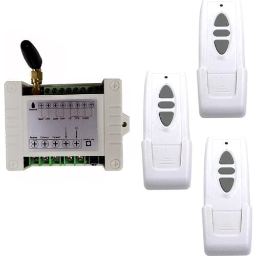 AC220V Wireless Remote Control Switch System Motor Forwards Reverse Up Down Stop Switch 2CH Relay Receiver Module Transmitter
