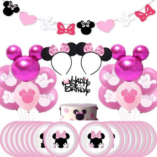 Minnie Birthday party girl 8 guest paper plate paper cup Minnie girl baby baptism birthday party holiday tableware party decor