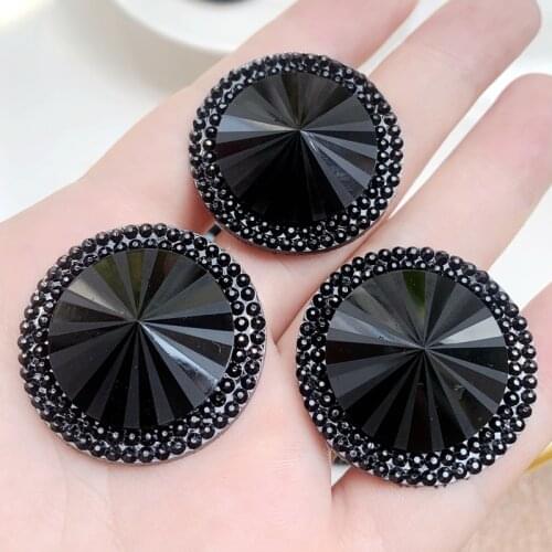 35mm Black resin Rhinestone Aboriginal earrings decoration DIY flat back decoration resin crafts 12PCS /lot