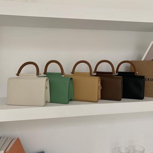 Wooden Handle Single Shoulder Messenger Bag Japanese Style Leisure New Fashion Minimalist Ring Cross Handbag