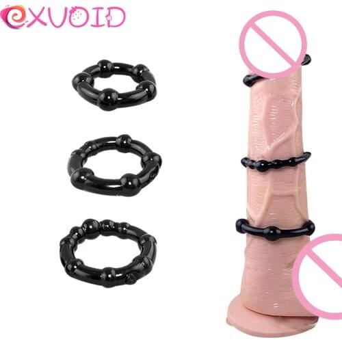EXVOID 3 Pcs/Set Penis Ring Delay Ejaculation TPR Cock Rings Sex Toys for Men Male Masturbation Adult Products Sex Shop