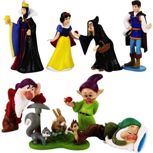 3-10cm 8pcs/Lot Snow White Princess Dwarfs Queen Witch Empress Prince PVC Action Figures Doll Model Toys Birthday Gifts For Kids