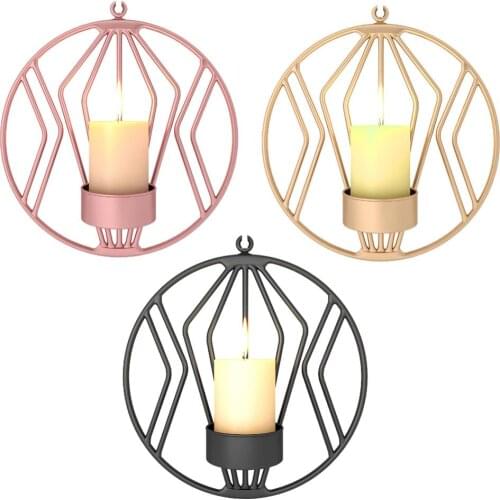 Geometric Round Hanging Candlestick Sconce Wall Candle Holder Home Bedroom Decor