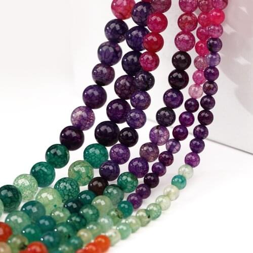 Round Transparent Amber Cracked Garnet Agates Beads For Jewelry Making DIY Bracelet Accessories Colored Necklace Beads 6#8#10