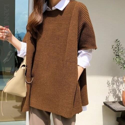 LANMREM 2021 Autumn Winter New Knitted Sweater Women Loose Batwing Sleeve Solid Color Pullover Sweater Top Female Fashion 2W670